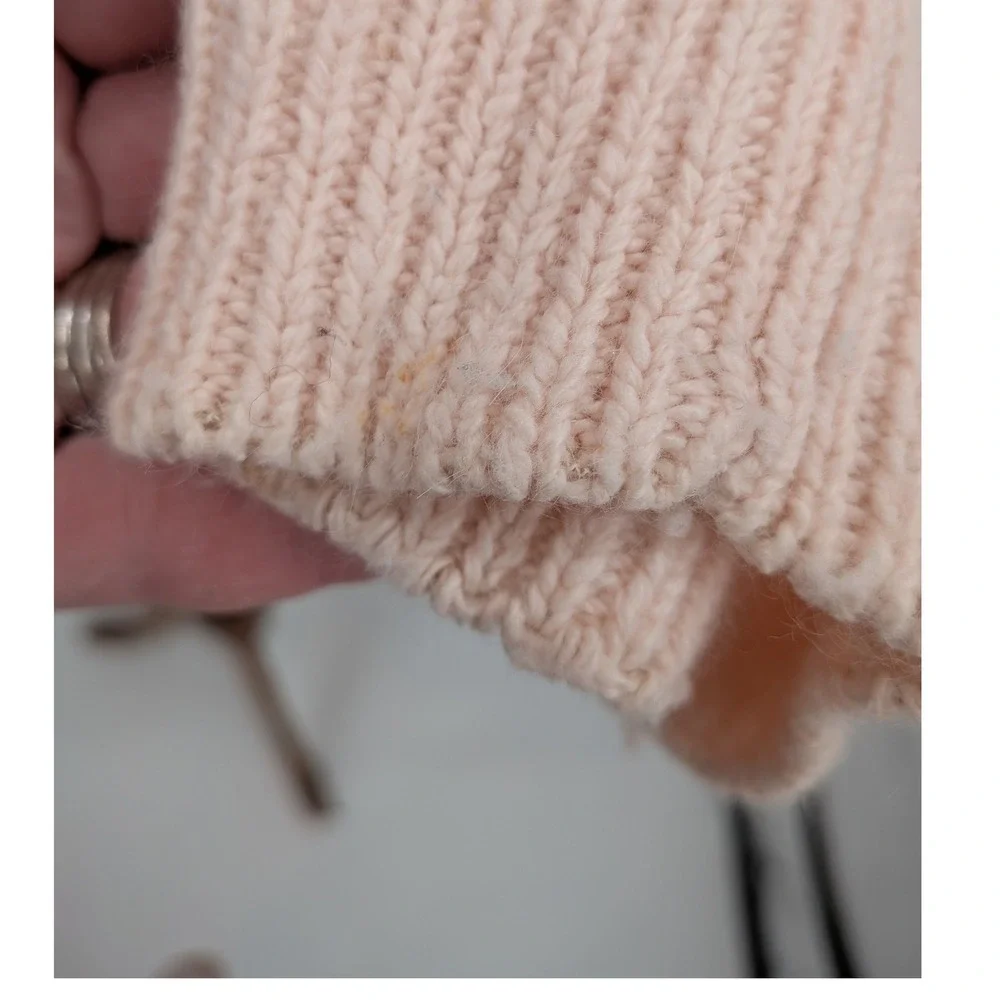 Cottagecore Prairie Pale‎ Baby Pink Crochet Lace Pearls Vintage Knit M Sweater